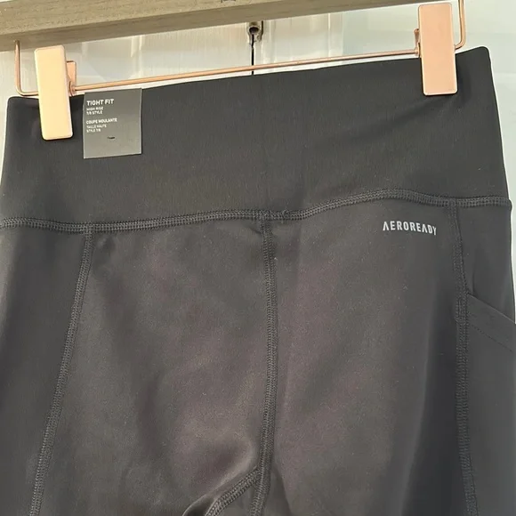 NWT Adidas Black Leggings with Gray Stripes - Picture 12 of 14